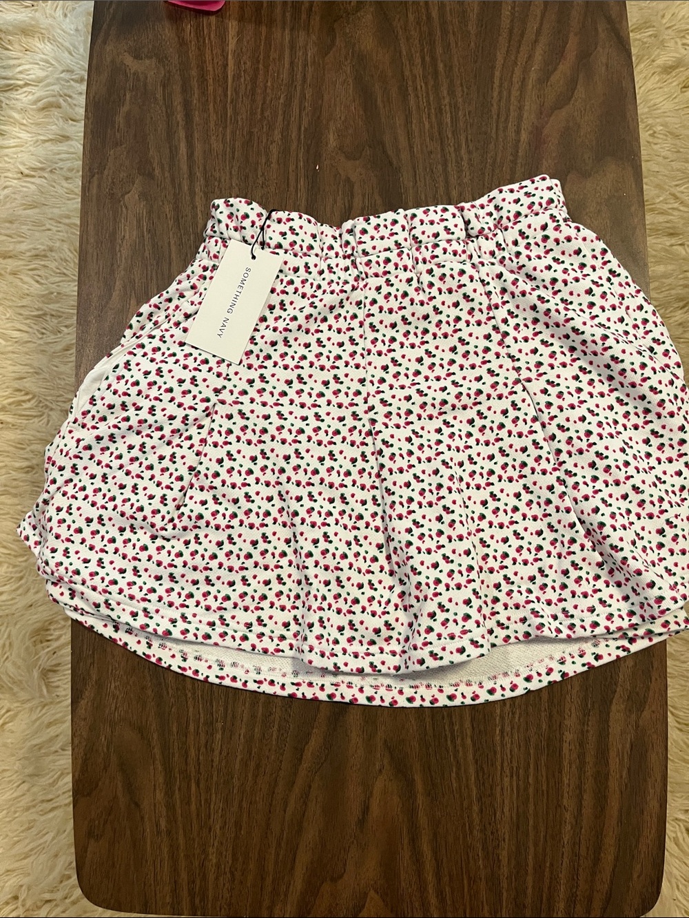 Something Navy White Skort with Red Cherry Dots
